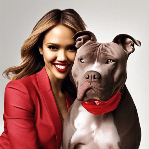 Actress and business mogul Jessica Alba with dog